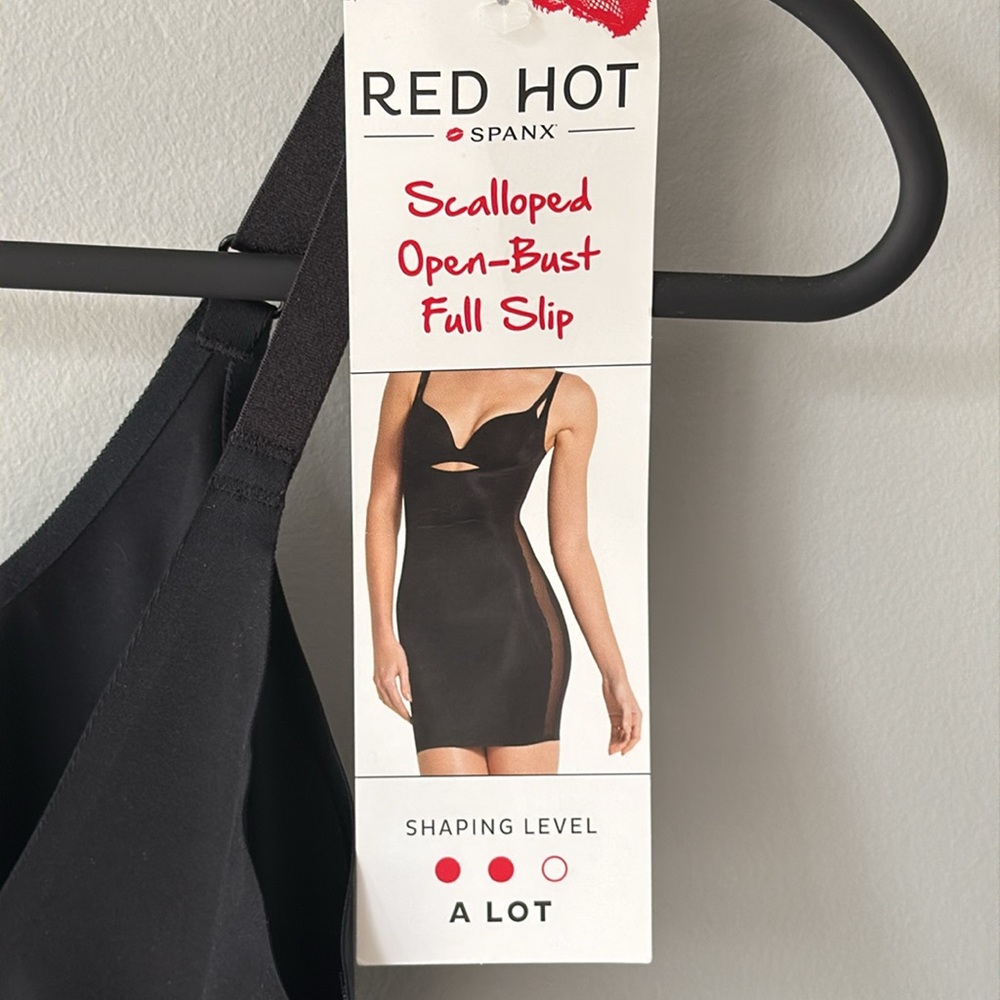 SPANX Assets Red Hot Label Scalloped Open-Bust Full Slip Black Super Shaper-Sml - Picture 8 of 10